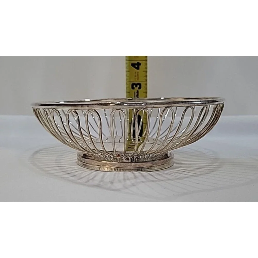 Vintage Silverplate Heart-Shaped Fruit Basket with Leaf Accent